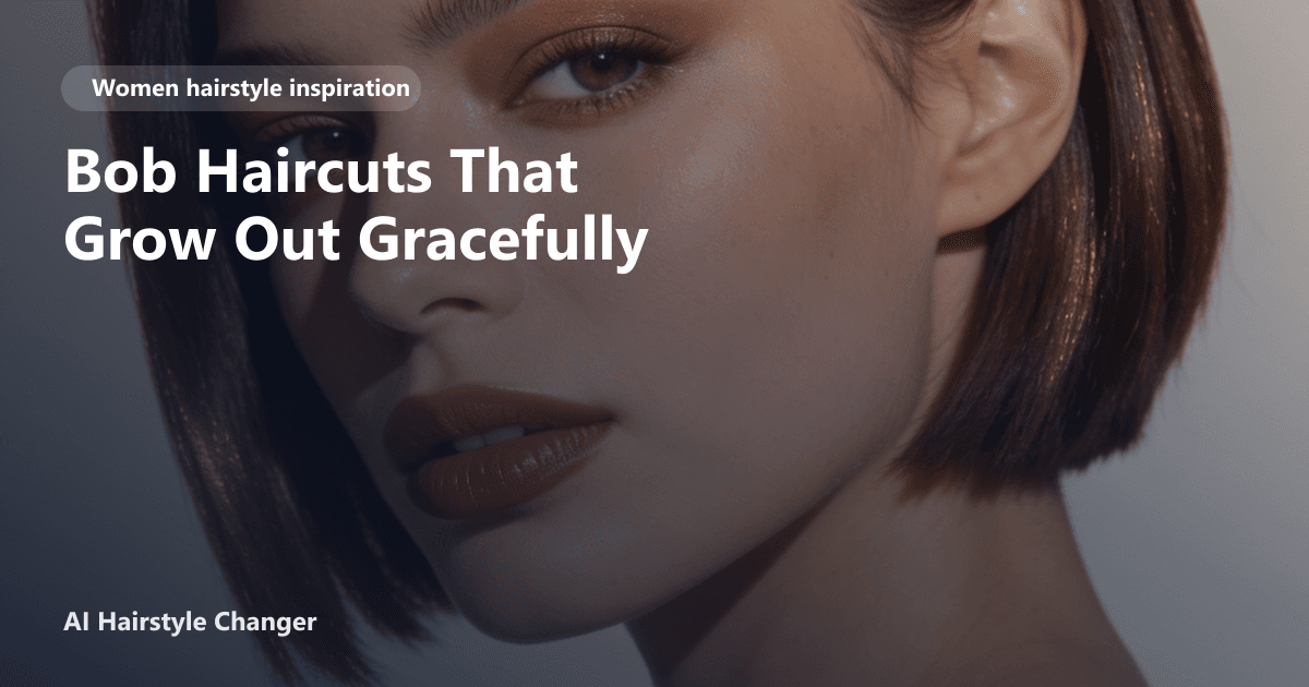 A woman with a softly layered chin-length bob, subtle face-framing pieces, and natural volume, highlighting a haircut that grows out gracefully.