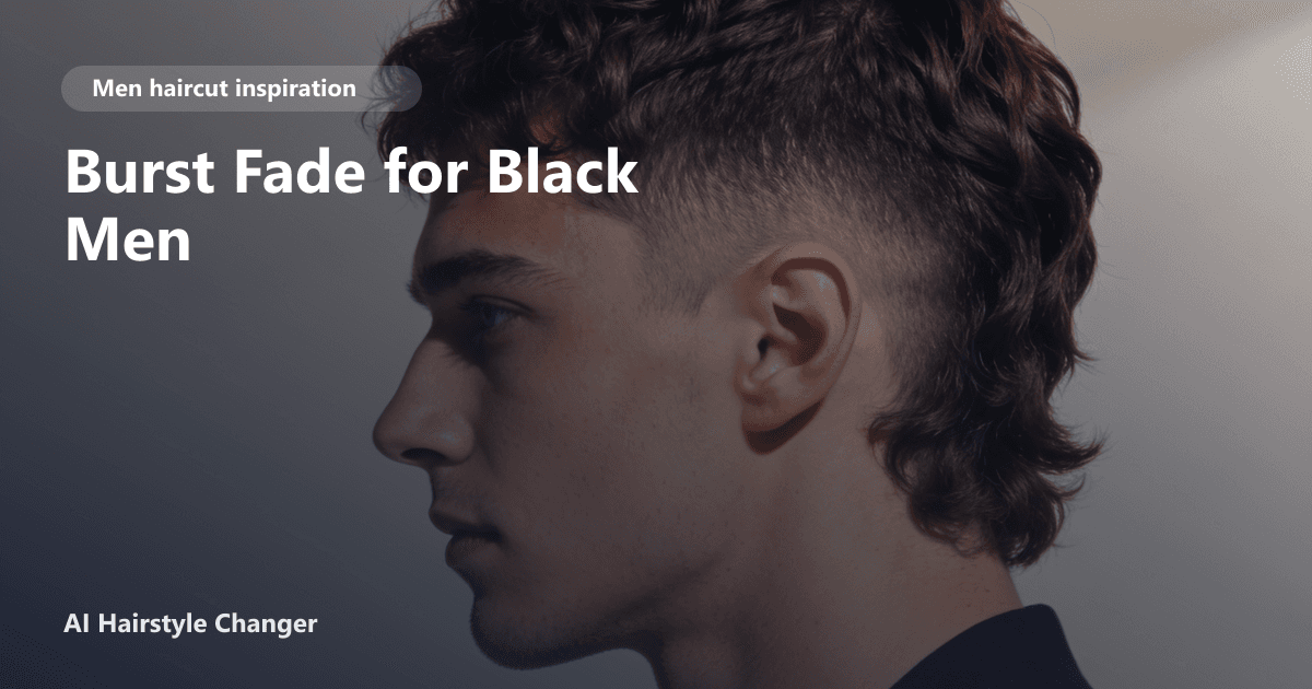 Black man with a fresh burst fade haircut, tight sides and natural curls on top, with page title text overlayed in bold.