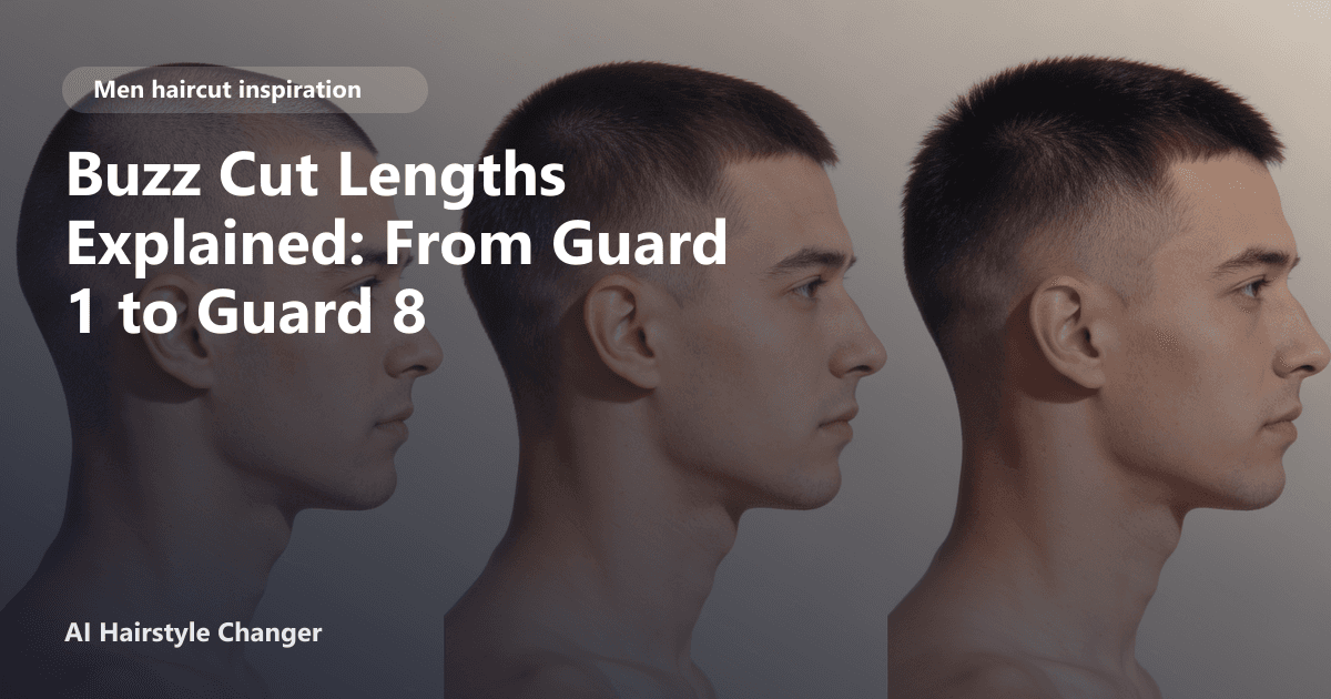 Three side profiles showing progressively longer buzz cut lengths with the page title overlay.