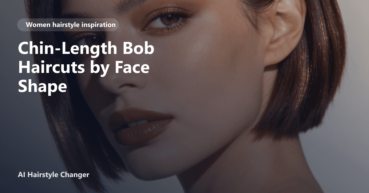 Woman with a sleek chin-length bob haircut, softly layered around the jawline, set against a neutral background with the page title subtly overlaid.