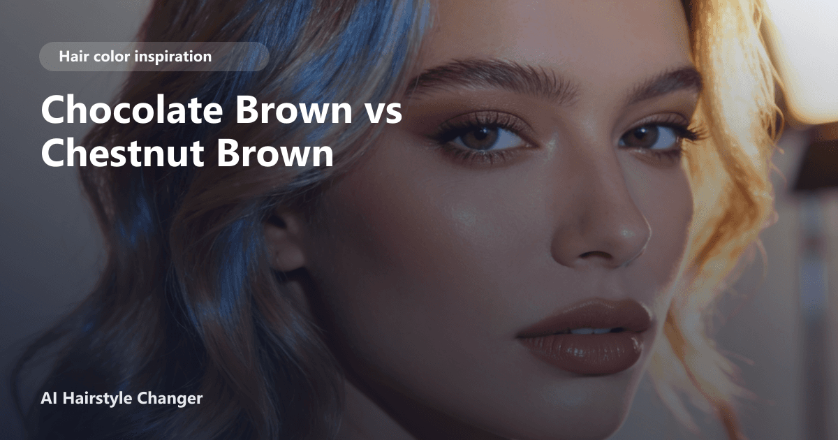 Side-by-side chocolate brown vs chestnut brown comparison with visible tone contrast and the article title overlay.