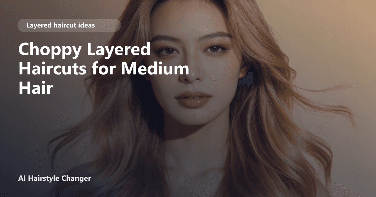 A woman with medium-length choppy layered hair, tousled and textured, with soft volume and movement, set against a clean background.