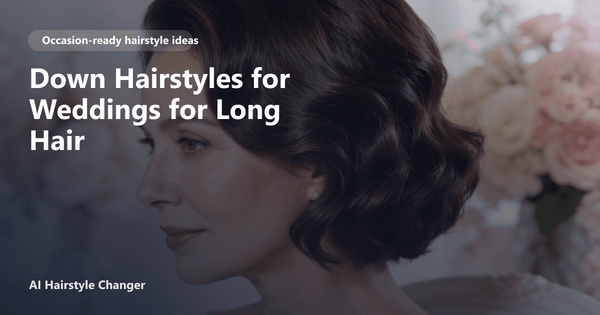 A mature Black woman with long, softly curled hair styled down for a wedding, featuring subtle volume and elegant shine.