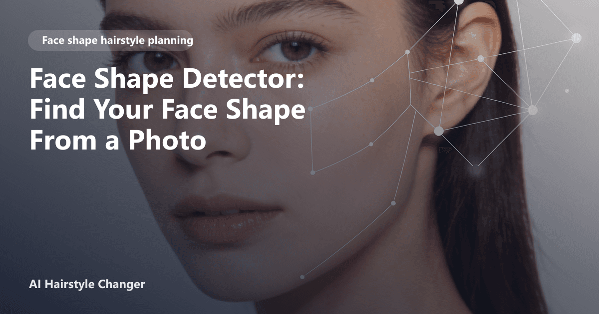 Face shape detector cover showing hairstyle planning across oval, round, square, heart, diamond, and oblong face shapes
