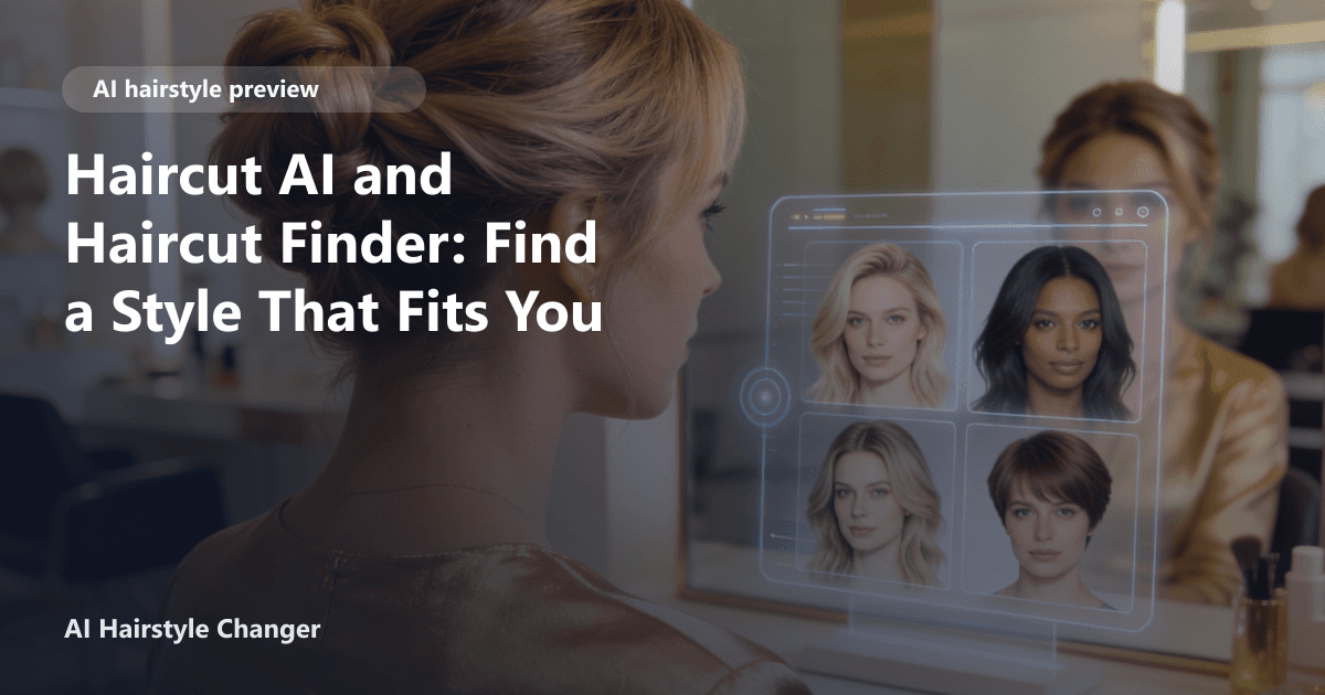 Haircut AI cover showing a selfie-based hairstyle shortlist for a salon consultation