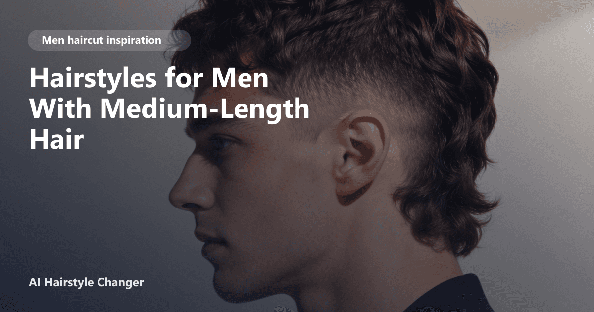 A man with medium-length, textured hair styled with natural volume and swept fringe, reflecting modern men's hairstyle trends.