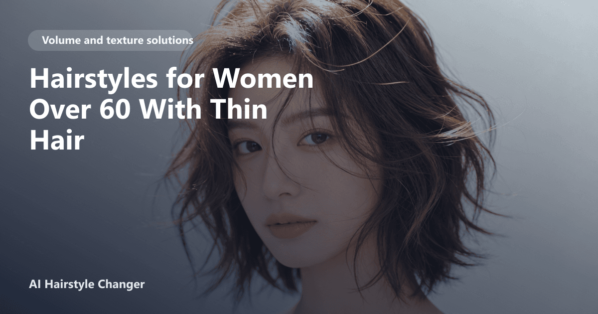 A confident woman over 60 with thin, silver hair styled in a soft layered bob, smiling in natural light, with subtle page title text overlay.