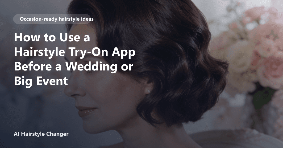 Older Black woman using hairstyle try-on app to preview wedding updo on her phone