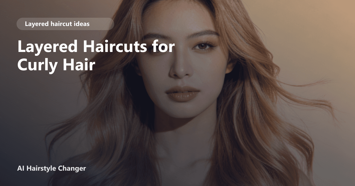 A woman with naturally curly hair styled in soft, face-framing layers, showing defined curls and movement, with the page title text overlaid.