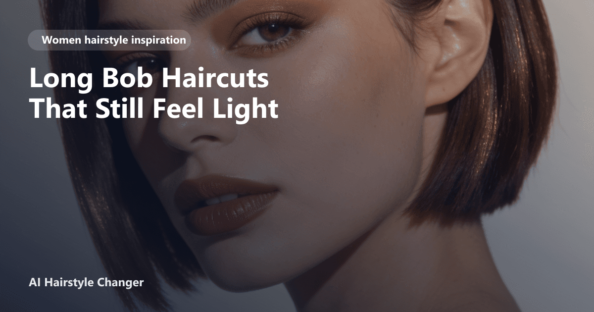 Woman with a textured, shoulder-grazing long bob haircut with subtle layers and a soft side part, smiling in natural light
