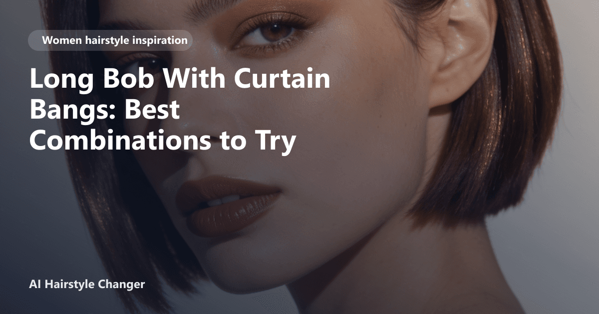 Long bob haircut with curtain bangs style combinations visualized on different face shapes