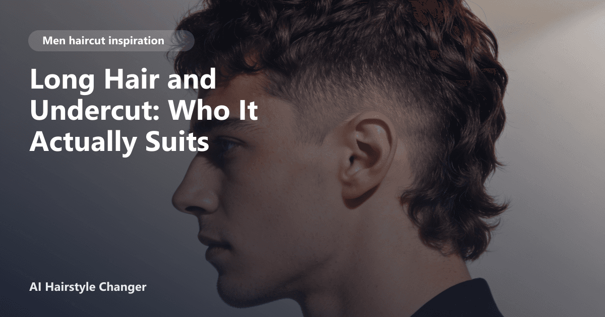 Man with long textured hair on top and a sharp undercut, showing clear contrast between lengths, with the page title subtly overlaid