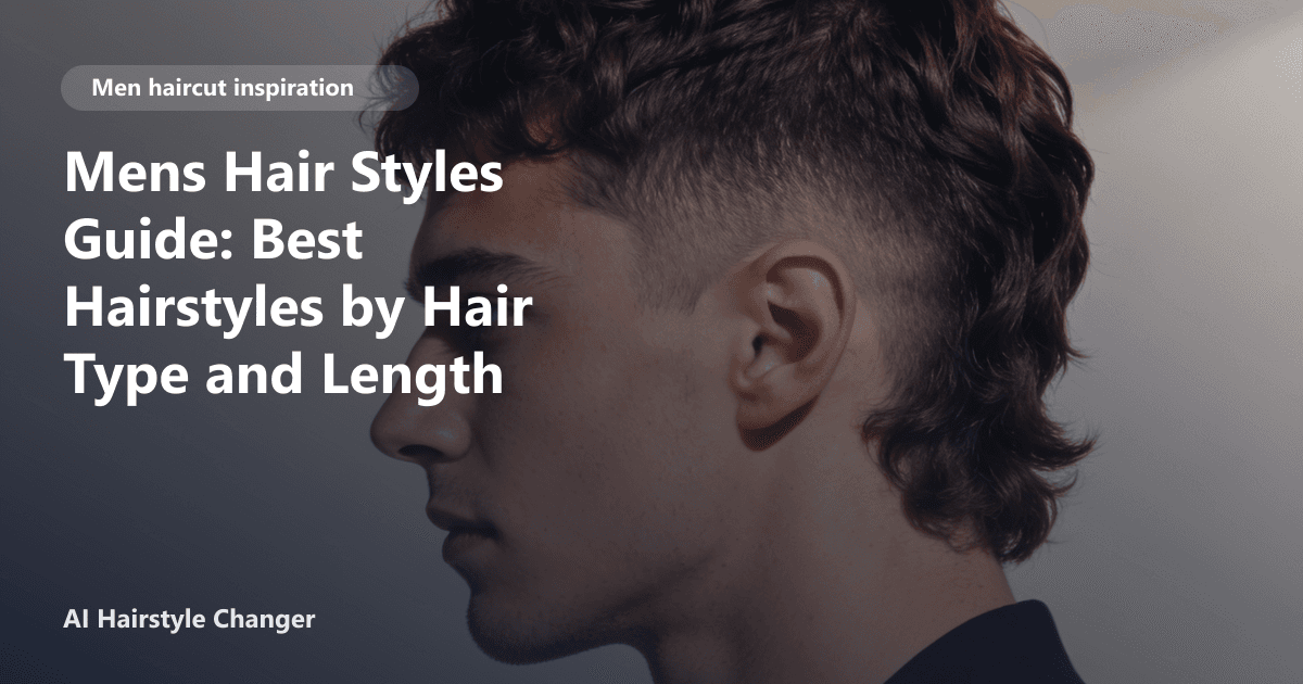 Editorial cover showing men's hairstyles across short, medium, and long lengths