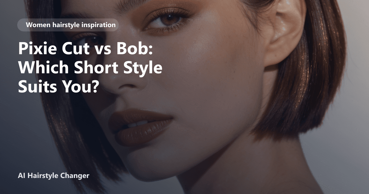 Side-by-side of a woman with a textured pixie cut and another with a sleek chin-length bob, both smiling, with the page title overlaid.