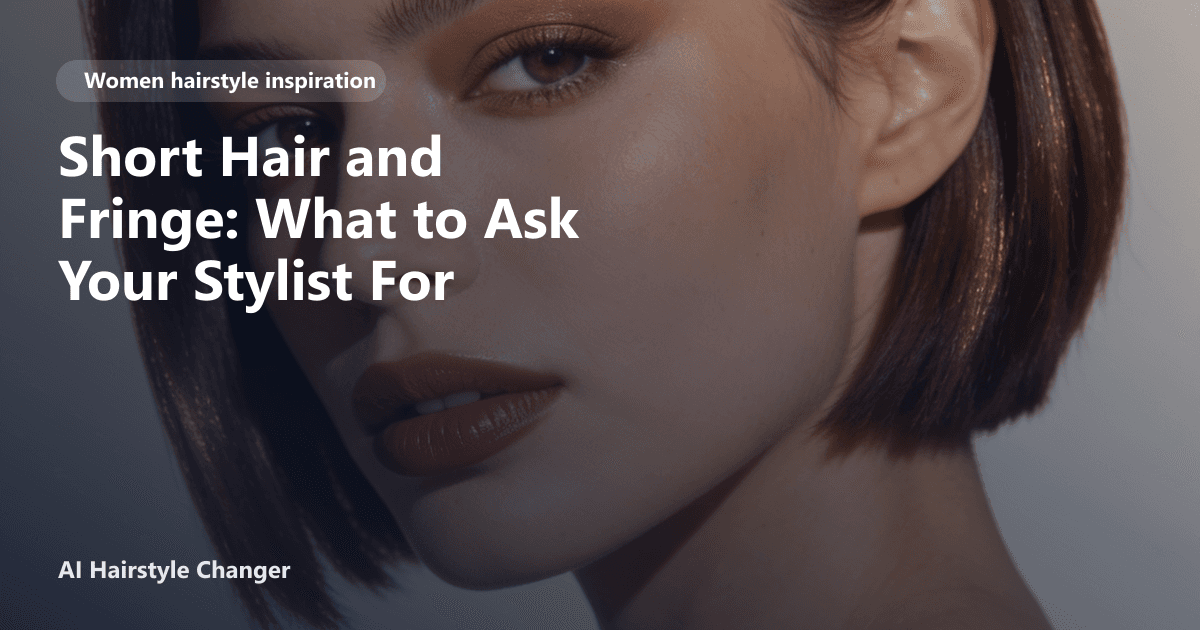 Woman with a textured short bob and soft curtain bangs, facing forward in natural light, highlighting fringe shape and hair movement.