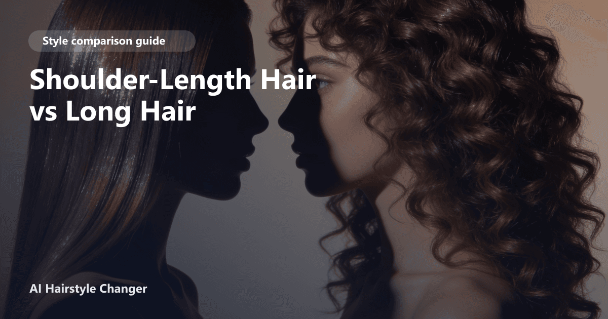 A woman with shoulder-length hair on one side and long hair on the other, illustrating the difference for 'Shoulder-Length Hair vs Long Hair'