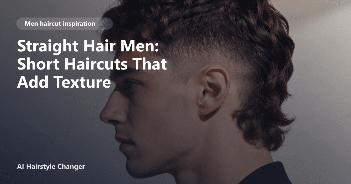 Young man with straight hair styled in a textured crop with a messy fringe, soft fade on the sides, and the page title overlaid at the bottom.