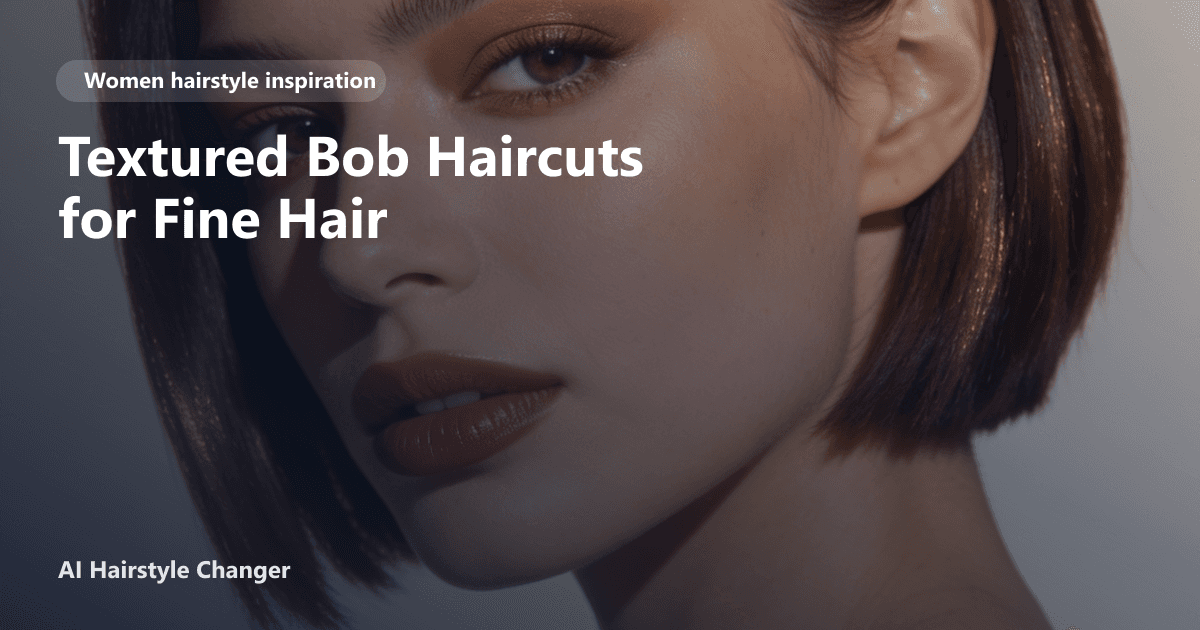 Woman with fine, straight hair wearing a textured bob haircut with soft layers and tousled ends, highlighting movement and volume.