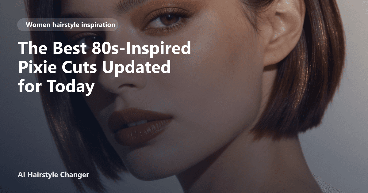 Woman with a tousled, textured 80s-inspired pixie cut with soft volume and side-swept fringe, styled in a modern, wearable way.
