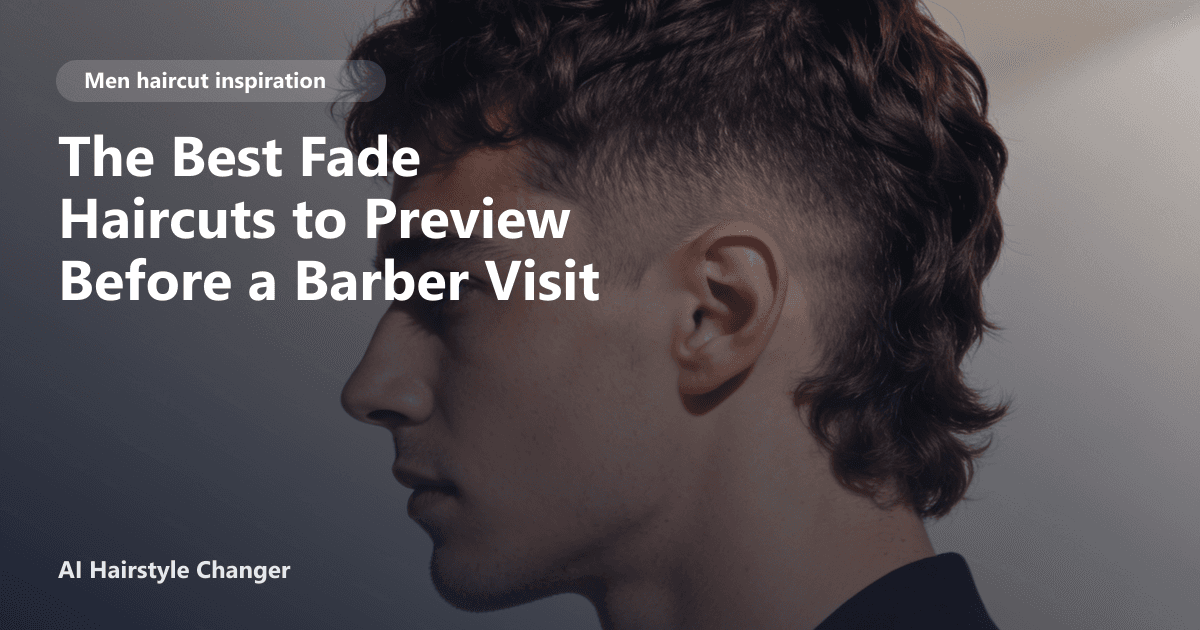 Modern men's haircut with defined shape, clean sides, and natural texture, with "The Best Fade Haircuts to Preview Before a Barber Visit".