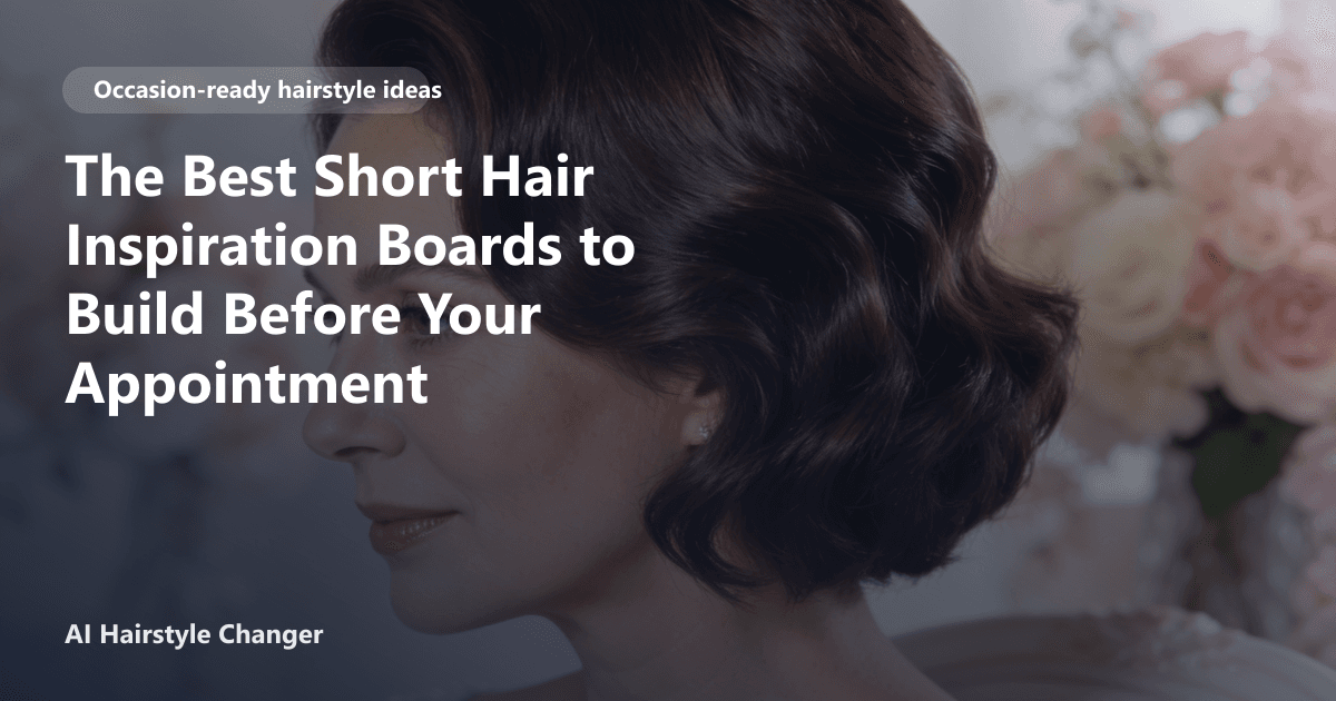 Occasion-ready hairstyle with polished texture and soft face framing, with "The Best Short Hair Inspiration Boards to Build Before Your.