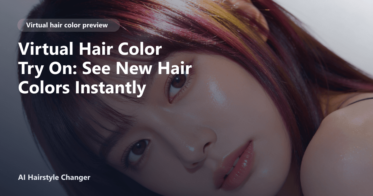 Woman with shoulder-length hair shown in multiple vibrant hair colors, demonstrating instant color transformation using the AI Hairstyle Changer.