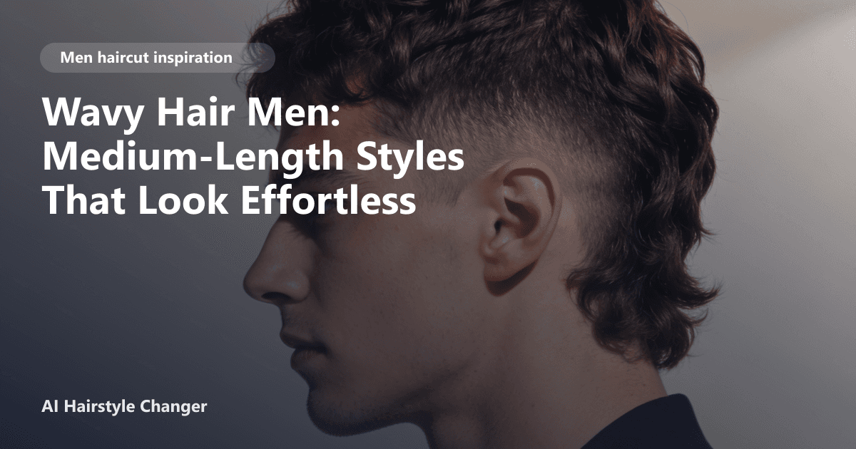 A man with medium-length wavy hair styled in a loose, textured cut, looking confident, with the page title text overlaid in the corner.