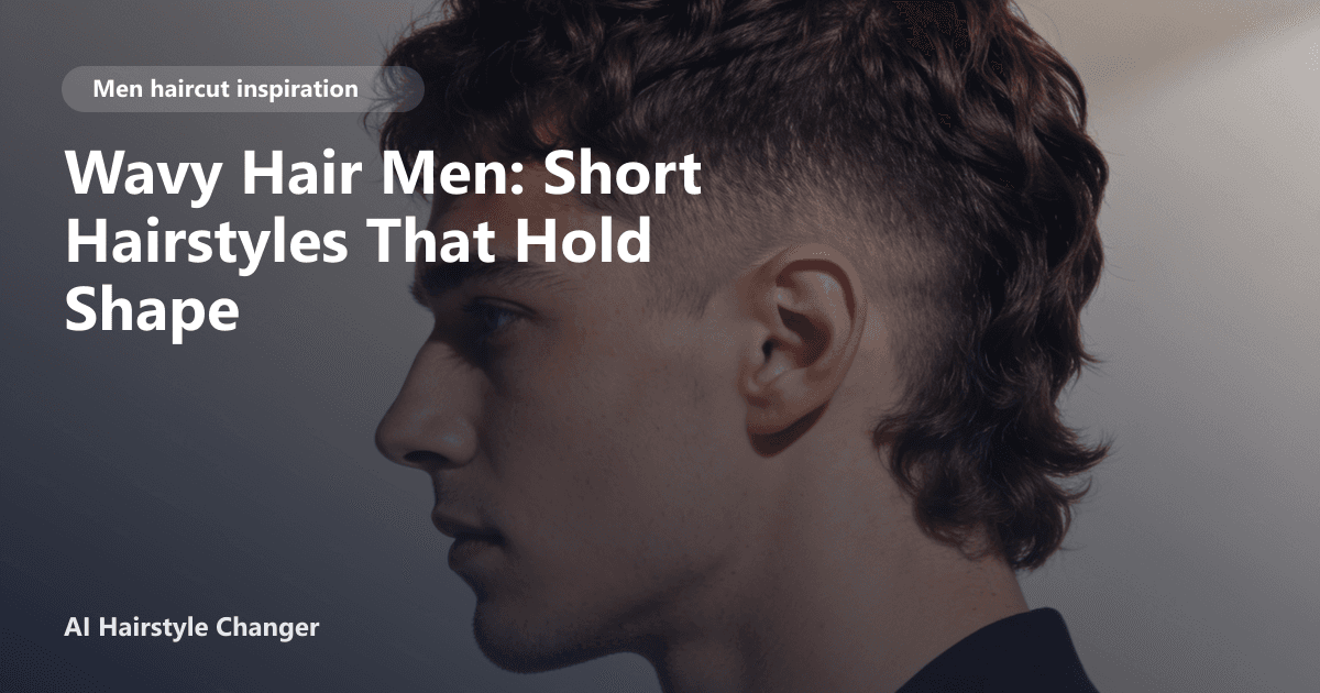 A man with short, textured wavy hair styled with volume on top and tapered sides, showing a modern, defined look for wavy hair men.