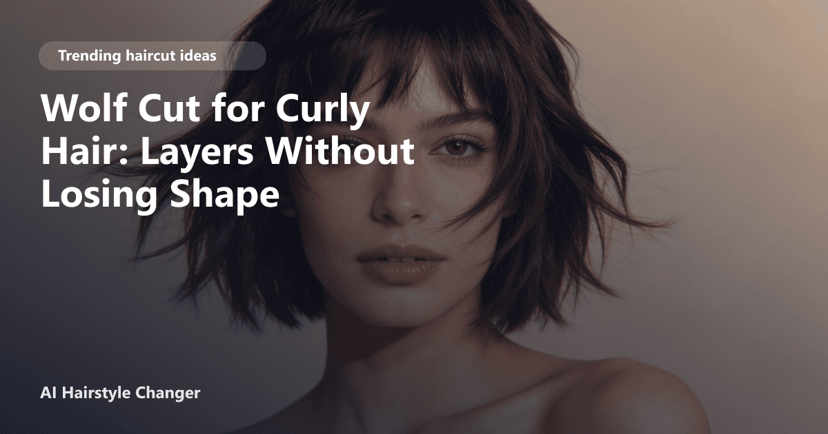Trend-led haircut with visible layering, movement, and face-framing shape, with "Wolf Cut for Curly Hair Layers Without Losing Shape".