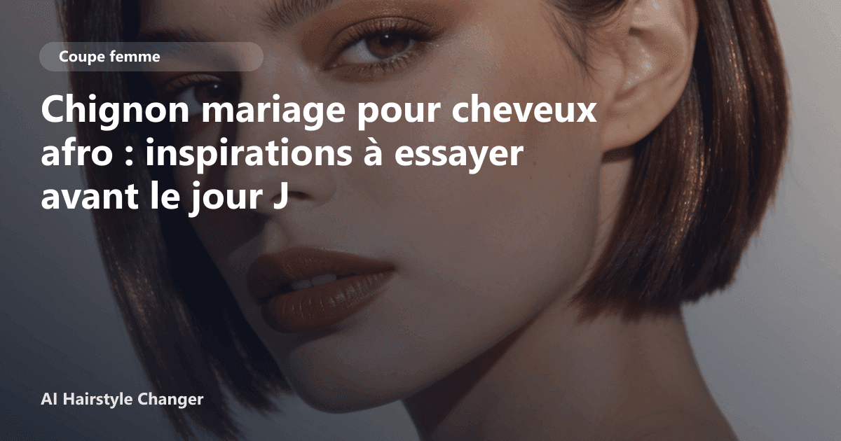 Portrait éditorial lié à chignon mariage pour cheveux afro, montrant une idée de coiffure à prévisualiser avant le salon.