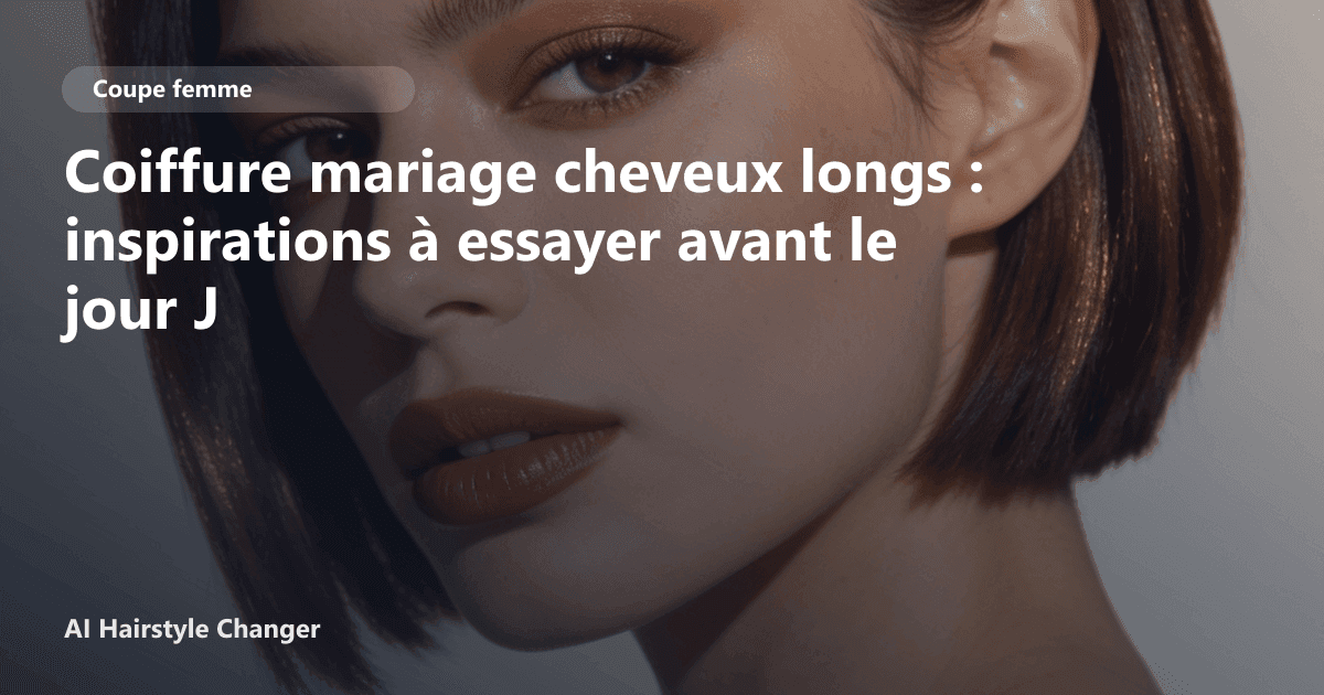 Portrait éditorial lié à coiffure mariage cheveux longs, montrant une idée de coiffure à prévisualiser avant le salon.