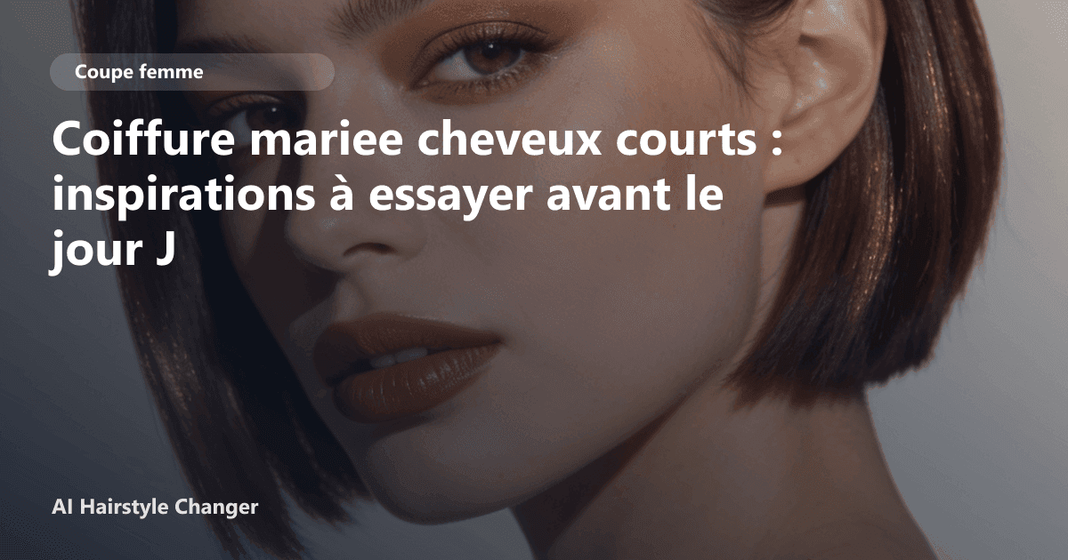 Portrait éditorial lié à coiffure mariee cheveux courts, montrant une idée de coiffure à prévisualiser avant le salon.