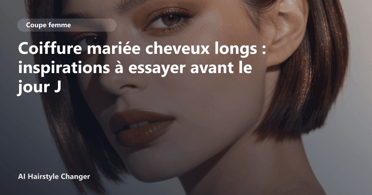 Portrait éditorial lié à coiffure mariée cheveux longs, montrant une idée de coiffure à prévisualiser avant le salon.