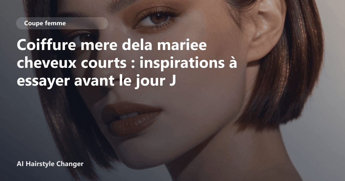 Portrait éditorial lié à coiffure mere dela mariee cheveux courts, montrant une idée de coiffure à prévisualiser avant le salon.