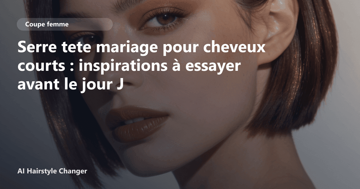 Portrait éditorial lié à serre tete mariage pour cheveux courts, montrant une idée de coiffure à prévisualiser avant le salon.