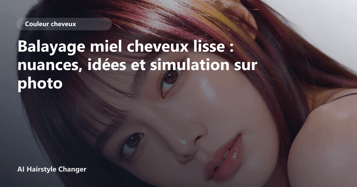 Portrait éditorial lié à balayage miel cheveux lisse, montrant une idée de coiffure à prévisualiser avant le salon.