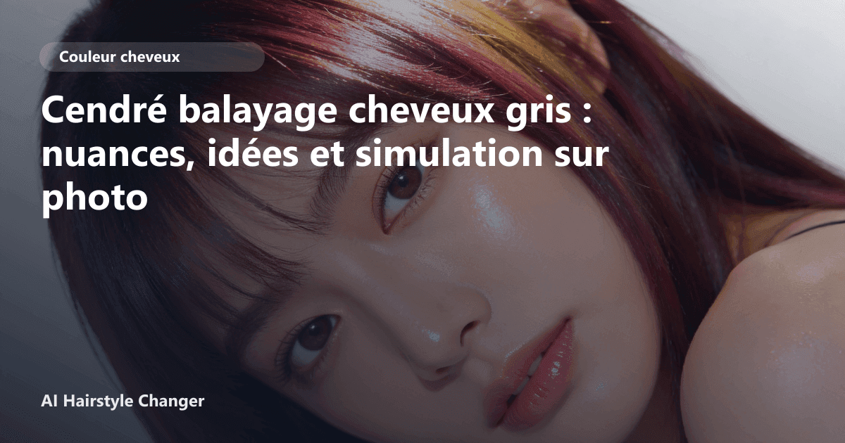 Portrait éditorial lié à cendré balayage cheveux gris, montrant une idée de coiffure à prévisualiser avant le salon.