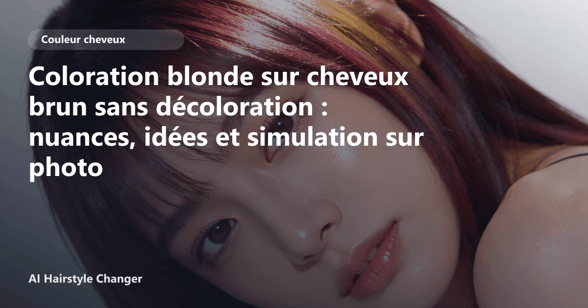 Portrait éditorial lié à coloration blonde sur cheveux brun sans décoloration, montrant une idée de coiffure à prévisualiser avant le salon.