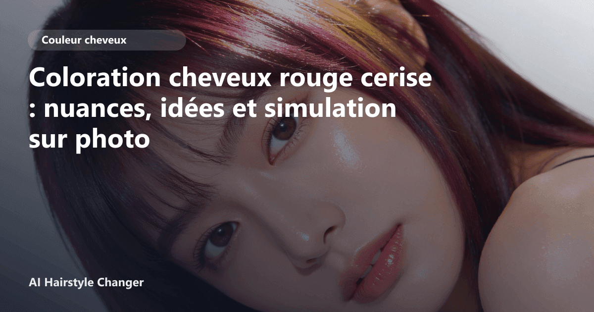 Portrait éditorial lié à coloration cheveux rouge cerise, montrant une idée de coiffure à prévisualiser avant le salon.