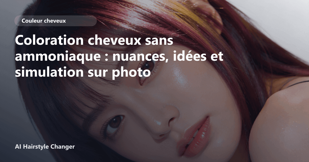 Portrait éditorial lié à coloration cheveux sans ammoniaque, montrant une idée de coiffure à prévisualiser avant le salon.