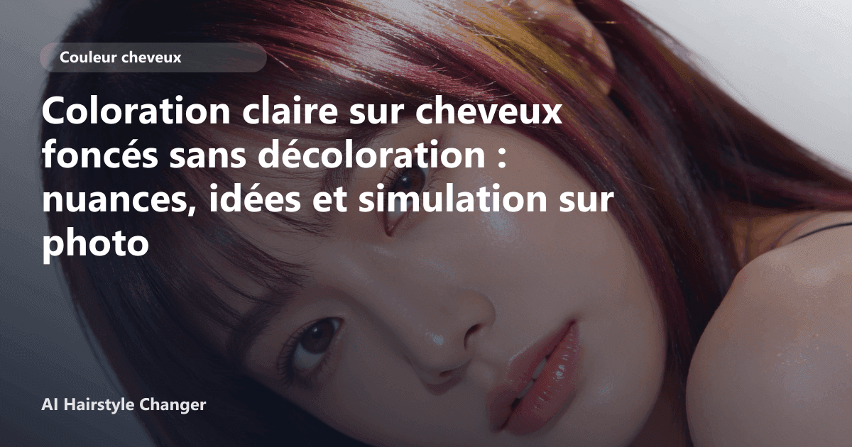 Portrait éditorial lié à coloration claire sur cheveux foncés sans décoloration, montrant une idée de coiffure à prévisualiser avant le salon.