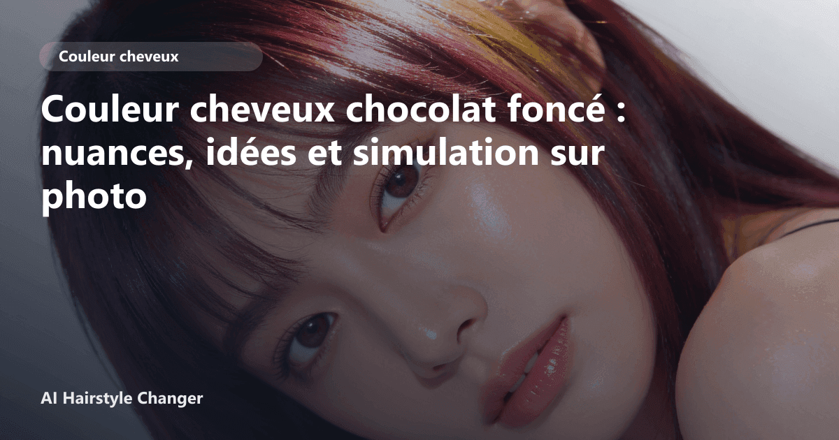 Portrait éditorial lié à couleur cheveux chocolat foncé, montrant une idée de coiffure à prévisualiser avant le salon.