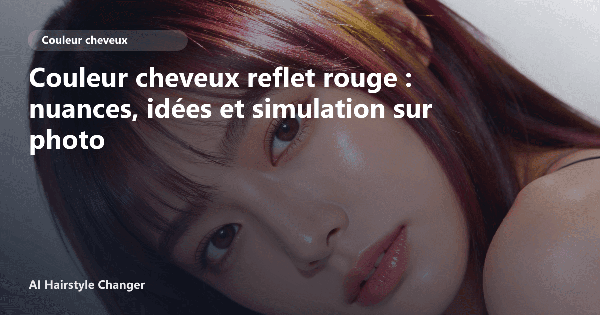 Portrait éditorial lié à couleur cheveux reflet rouge, montrant une idée de coiffure à prévisualiser avant le salon.