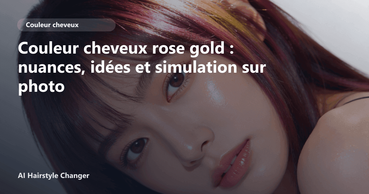 Portrait éditorial lié à couleur cheveux rose gold, montrant une idée de coiffure à prévisualiser avant le salon.