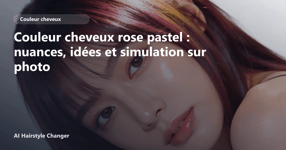 Portrait éditorial lié à couleur cheveux rose pastel, montrant une idée de coiffure à prévisualiser avant le salon.