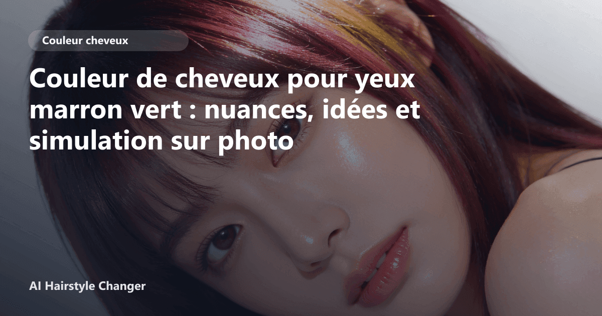 Portrait éditorial lié à couleur de cheveux pour yeux marron vert, montrant une idée de coiffure à prévisualiser avant le salon.