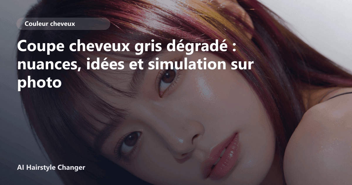 Portrait éditorial lié à coupe cheveux gris dégradé, montrant une idée de coiffure à prévisualiser avant le salon.