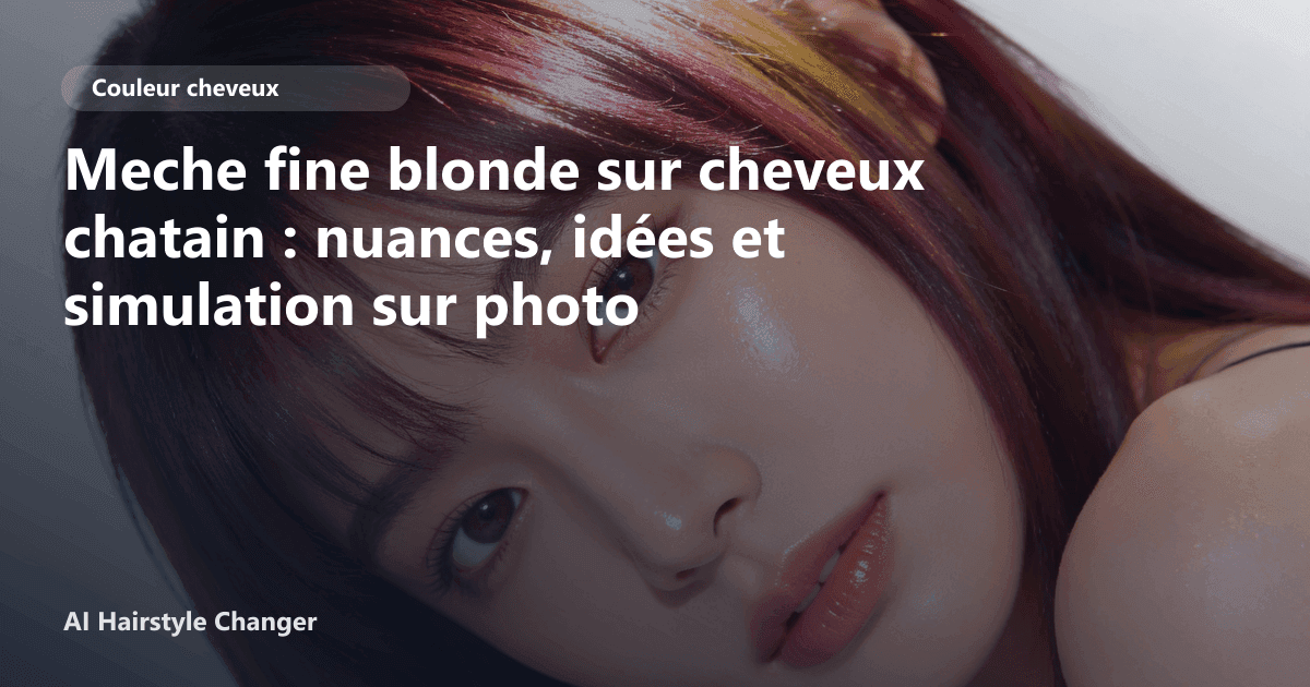Portrait éditorial lié à meche fine blonde sur cheveux chatain, montrant une idée de coiffure à prévisualiser avant le salon.