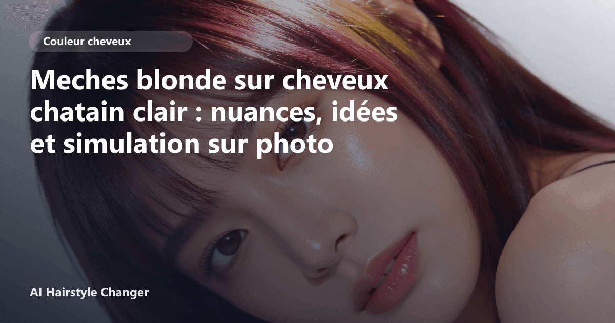Portrait éditorial lié à meches blonde sur cheveux chatain clair, montrant une idée de coiffure à prévisualiser avant le salon.