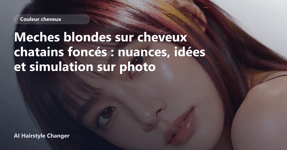 Portrait éditorial lié à meches blondes sur cheveux chatains foncés, montrant une idée de coiffure à prévisualiser avant le salon.